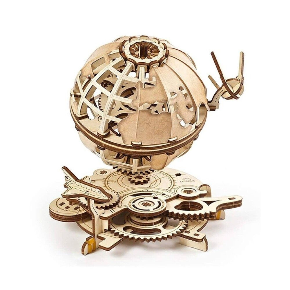UGEARS Globe 3D Wooden Puzzle Adults Assemble Fly Around Mechanical 184 Pieces